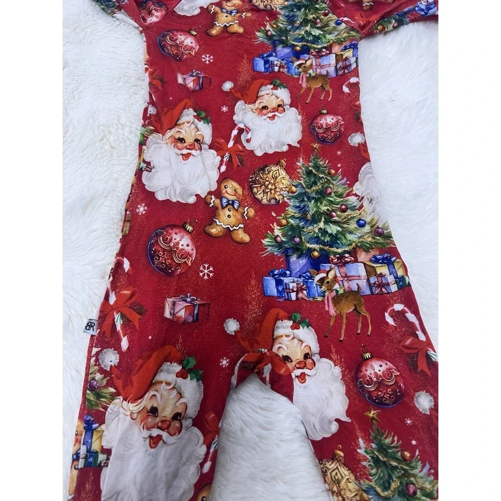Bums & Roses Christmas Pajamas 18-24 Months One Piece Sleeper Santa Bamboo